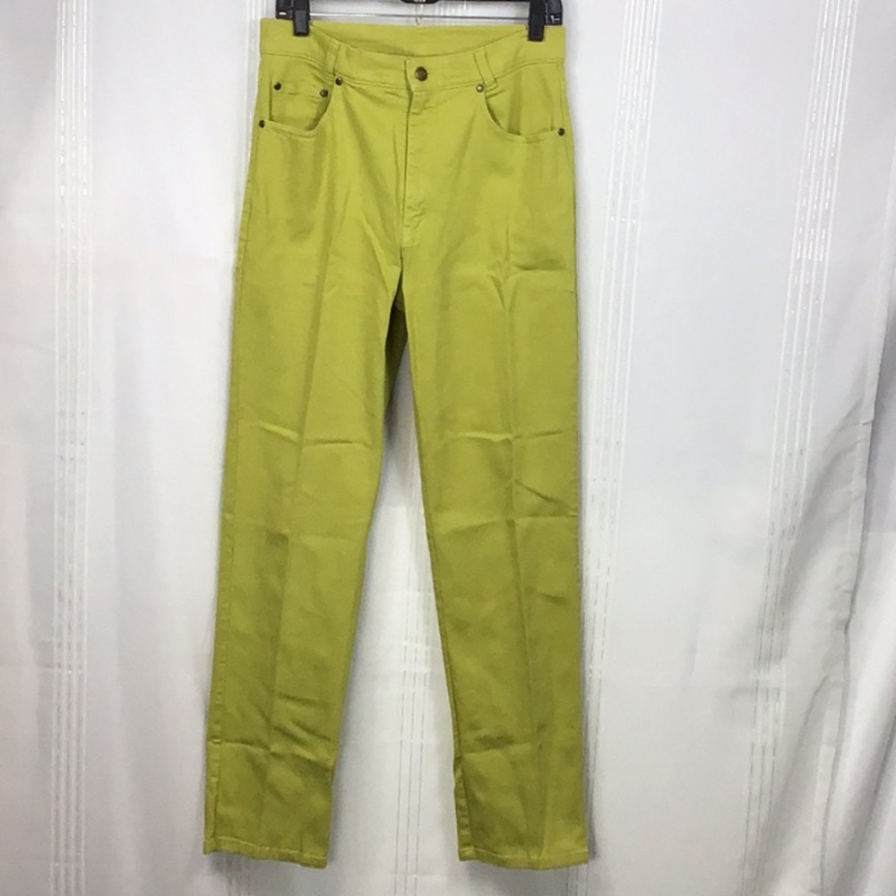 VTG Geiger Collections Chartreuse High Rise Straight Leg Zip Front Jeans Sz.8/10